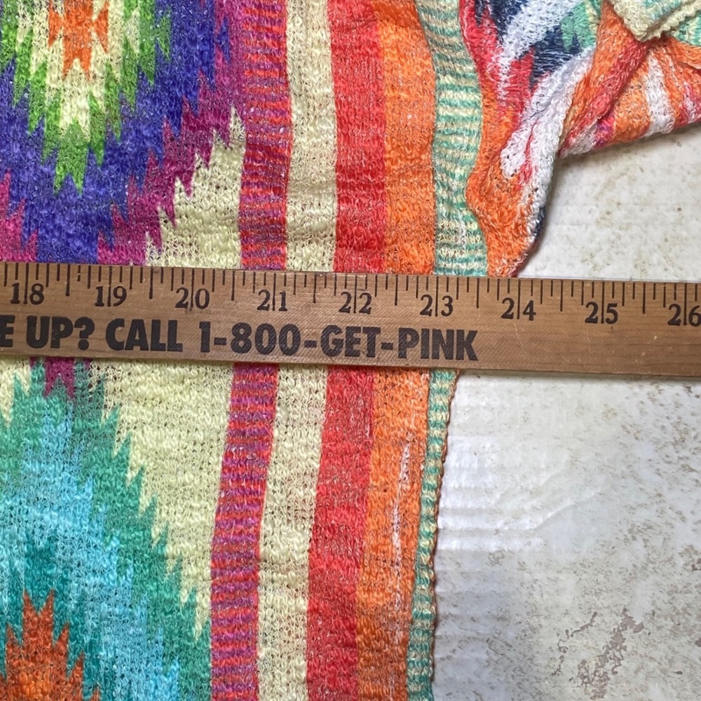 Luna Chic USA Womens Southwestern Geometric Knit Top Orange Multi Size L - Picture 3 of 7